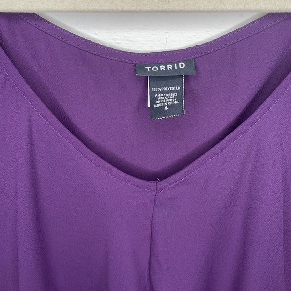 Torrid purple pleated polyester georgette sleeveless ruffle blouse in size 4x - Picture 2 of 4